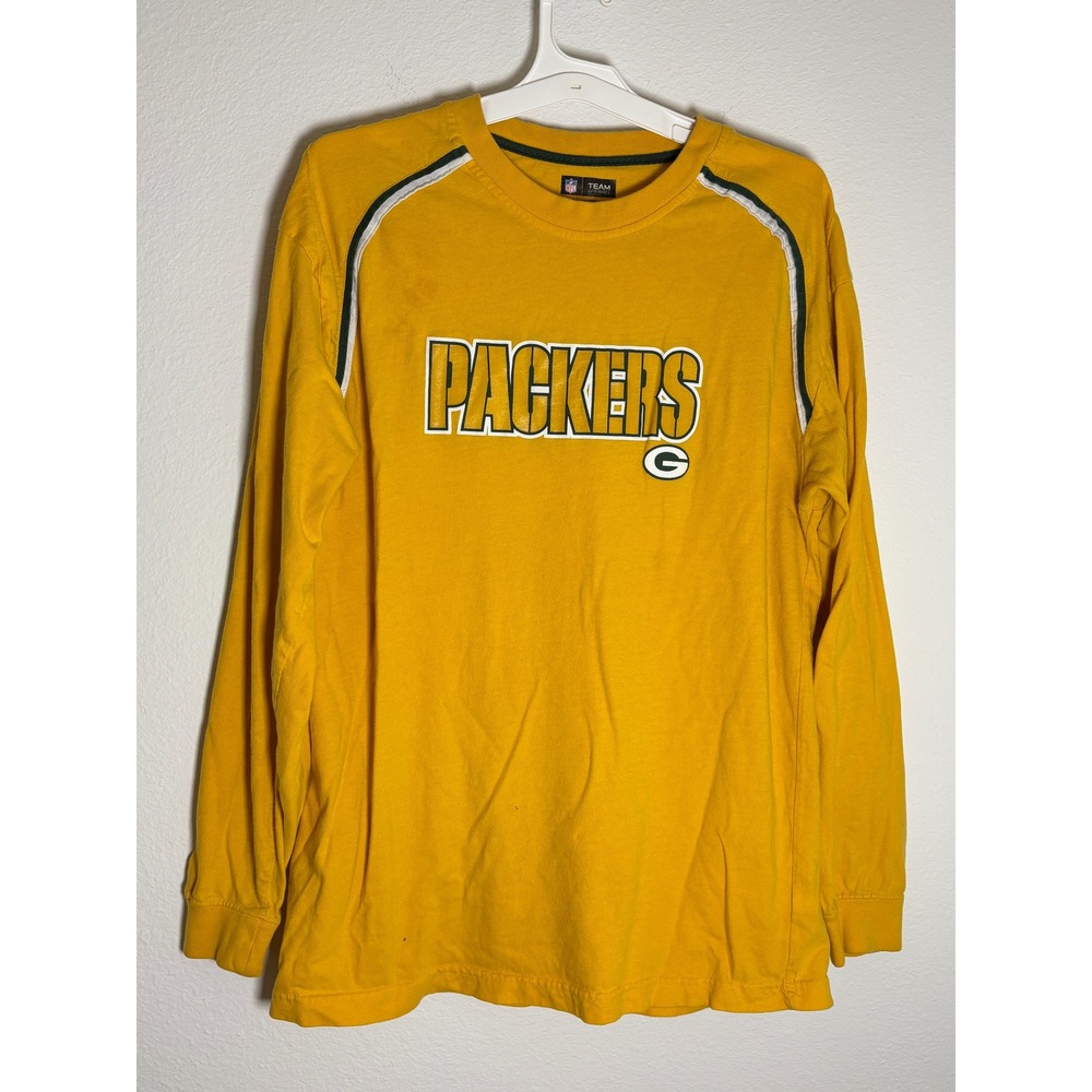 NFL Team Apparel Green Bay Packers Gold Long Sleeve Shirt Mens Large‎ Cotton